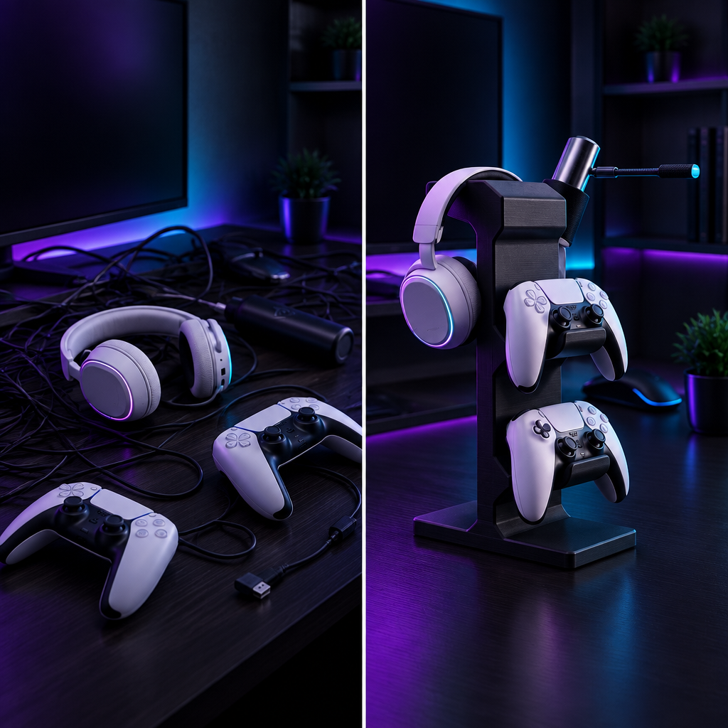 LoadoutX™ CommandTower —  Personalised 3-in-1 Headset & Controller Stand