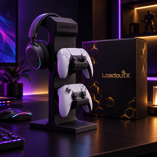 LoadoutX™ CommandTower —  Personalised 3-in-1 Headset & Controller Stand