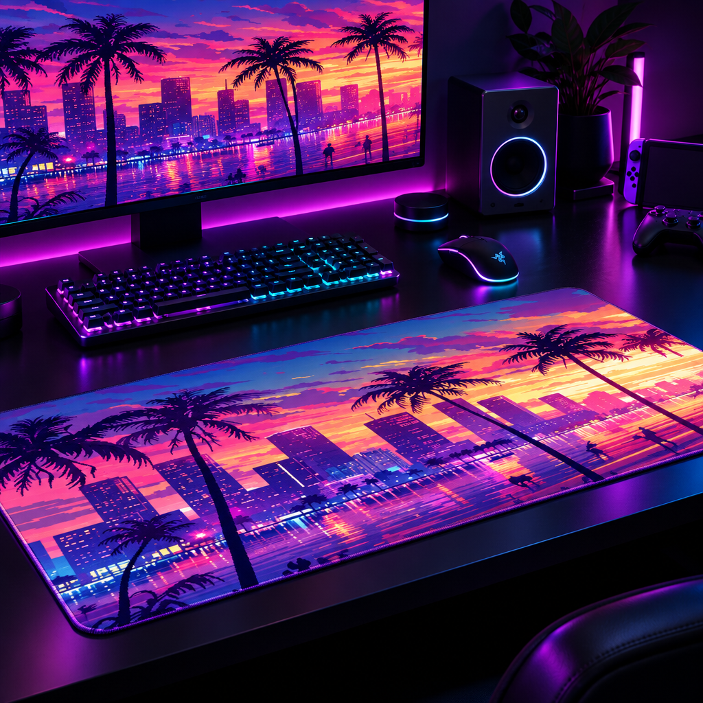 LoadoutX™ Vice Sunset — Palm Tree Gaming Mouse Pad
