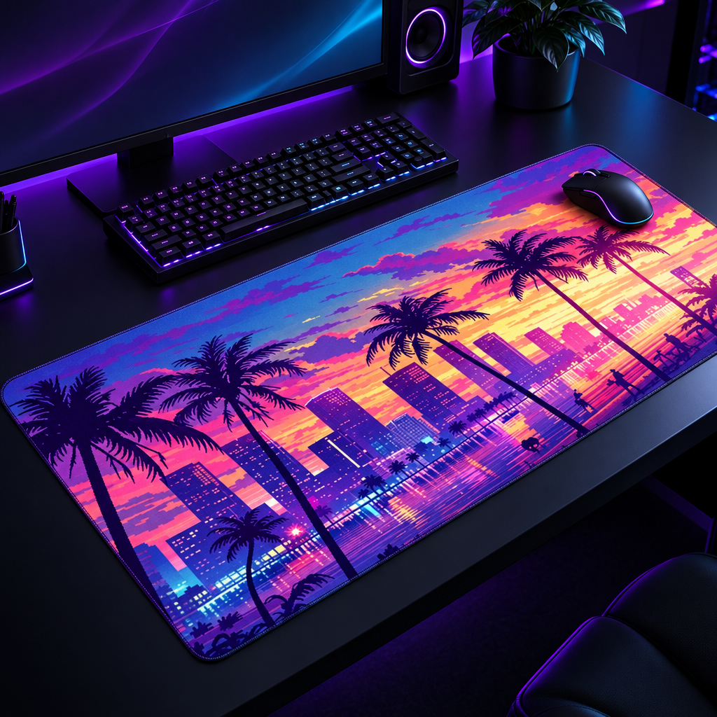 LoadoutX™ Vice Sunset — Palm Tree Gaming Mouse Pad
