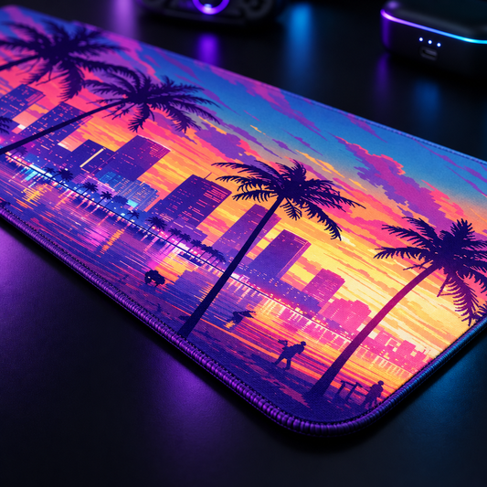 LoadoutX™ Vice Sunset — Palm Tree Gaming Mouse Pad