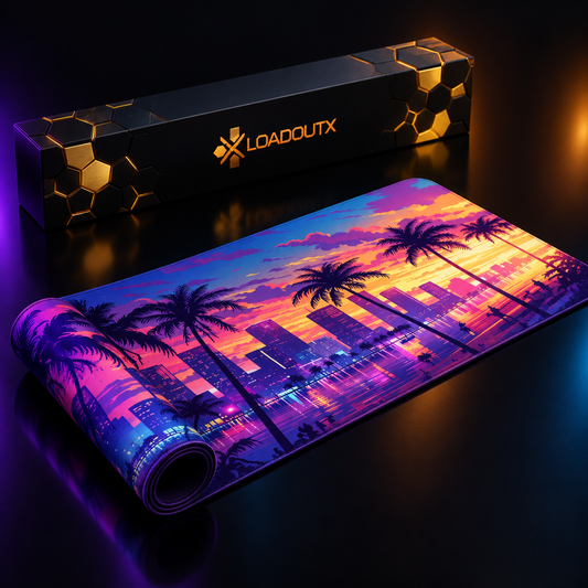 LoadoutX™ Vice Sunset — Palm Tree Gaming Mouse Pad