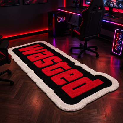 WASTED Rug — Black & Red Gamer Floor Mat