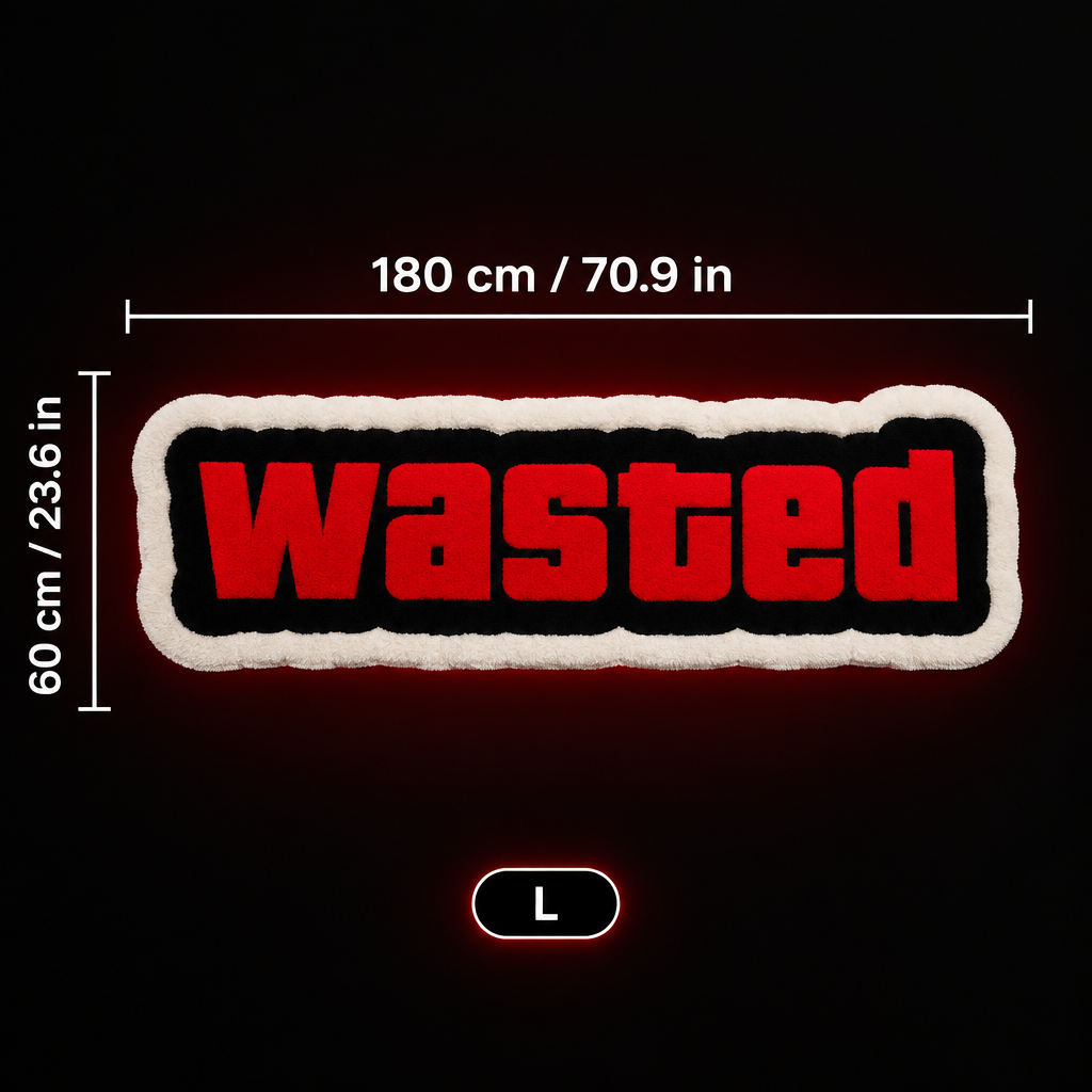 WASTED Rug — Black & Red Gamer Floor Mat