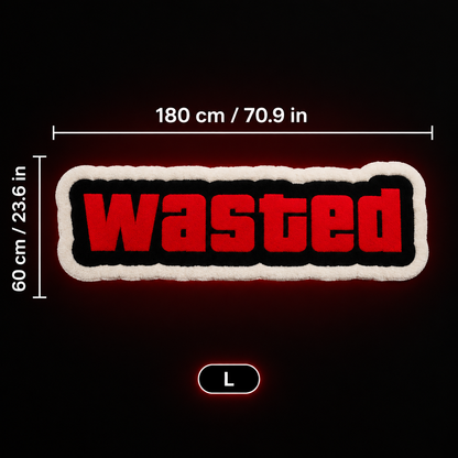 WASTED Rug — Black & Red Gamer Floor Mat